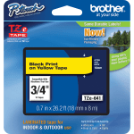 Brother TZe-641 Black-On-Yellow Tape, 0.75in x 26.2ft