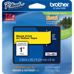 Brother TZe-651 Black-On-Yellow Tape, 1in x 26.2ft