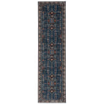 Linon Washable Area Rug, 2ft x 8ft, Lucien Navy/Ivory