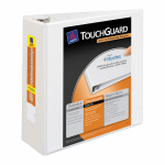 Avery Touchguard View 3-Ring Binder With EZ-Turn Rings And Antimicrobial Protection, 4in D-Rings, 40% Recycled, White