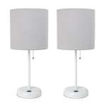 LimeLights Stick Lamps, 19-1/2inH, Gray Shade/White Base, Set Of 2 Lamps