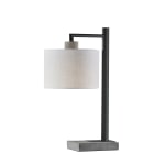 Adesso Devin Table Lamp, 22-1/2inH, White Shade/Black And Gray Base