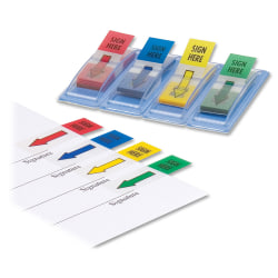 Sparco "Sign Here" Preprinted Self-Stick Flags, 1/2in x 1 3/4in, Assorted Colors, Pack Of 140