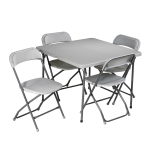 Work Smart 5-Piece Folding Table & Chair Set, Gray