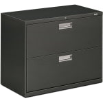 HON 600 36inW x 19-1/4inD Lateral 2-Drawer File Cabinet With Lock, Charcoal