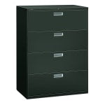 HON 600 42inW x 19-1/4inD Lateral 4-Drawer File Cabinet With Lock, Charcoal