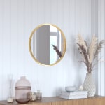 Flash Furniture Julianne Round Metal-Framed Wall Mirror, 20inH x 20inW x 3/4inD, Gold