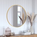 Flash Furniture Julianne Round Metal-Framed Wall Mirror, 30inH x 30inW x 3/4inD, Gold