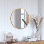 Flash Furniture Julianne Round Metal-Framed Wall Mirror, 24inH x 24inW x 3/4inD, Gold