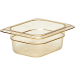 Cambro H-Pan High-Heat GN 1/8 Food Pans, 2-1/2inH x 5-1/8inW x 6-5/16inD, Amber, Pack Of 6 Pans