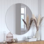 Flash Furniture Julianne Round Metal-Framed Wall Mirror, 36inH x 36inW x 3/4inD, Silver