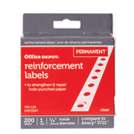 Office Depot Brand Permanent Self-Adhesive Reinforcement Labels, 1/4in Diameter, Clear, Pack Of 200