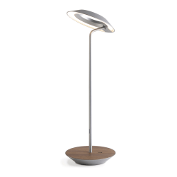 Koncept Royyo LED Desk Lamp, 17-7/16inH, Silver/Oiled Walnut Base Plate