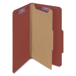 Smead Classification Folders, Pressboard With SafeSHIELD Fasteners, 1 Divider, 2in Expansion, Legal Size, 60% Recycled, Red, Box Of 10