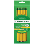 Ticonderoga Pencils , Pre-Sharpened, #2 Soft Lead, Yellow Barrel, Box Of 30