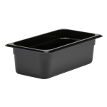 Cambro Camwear GN 1/3 Size 4in Food Pans, 4inH x 7inW 12-3/4inD, Black, Set Of 6 Pans