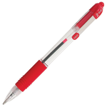 Zebra Pen Z-Grip Retractable Ballpoint Pens, Pack Of 12, Medium Point, 1.0 mm, Clear Barrel, Red Ink