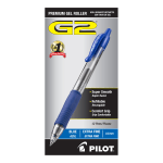 Pilot G2 Retractable XFine Gel Rollerball Pens, Pack Of 12, Extra Fine Point, 0.5 mm, Blue Ink