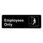 Alpine Employees Only Signs, 3in x 9in, Black/White, Pack Of 15 Signs