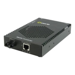 Perle S-1110PP-S2ST10 - Fiber media converter - GigE - 10Base-T, 1000Base-LX, 1000Base-LH, 100Base-TX, 1000Base-T - ST single-mode / RJ-45 - up to 6.2 miles - 1310 nm