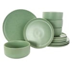 Gibson Home Stone Lava 12-Piece Dinnerware Set, Mint