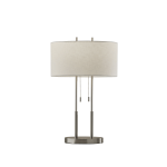 Adesso Duet Table Lamp, 27inH, Ivory Shade/Brushed Steel Base