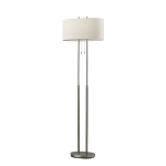 Adesso Duet Floor Lamp, 64inH, Ivory Shade/Brushed Steel Base