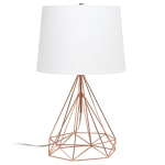 Lalia Home Geometric Matte Table Lamp, 23-1/2inH, White Shade/Rose Gold Base