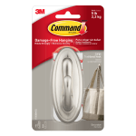 Command Large Hook, 1-Command Hook, 2-Command Strips, Damage-Free, Brushed Nickel