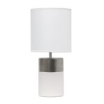 Simple Designs 2-Toned Basics Table Lamp, 13-1/2inH, White Shade/White/Silver Base