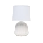 Simple Designs Petite Pleated Base Table Lamp, 11-7/16inH, Off-White Shade/Off-White Base