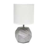 Simple Designs Round Prism Mini Table Lamp, 10-7/16inH, White Shade/Marbled Base