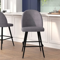 LumiSource Fuji Contemporary Counter Stools, Gray/Silver, Set Of 2 Stools