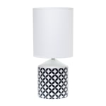 Simple Designs Fresh Prints Table Lamp, 18-1/2inH, White Shade/White With Black Coin Pattern Base