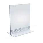 Azar Displays Acrylic T-Strip Vertical/Horizontal Sign Holders, 7in x 5in, Clear, Pack Of 10 Sign Holders