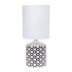 Simple Designs Fresh Prints Table Lamp, 18-1/2inH, White Shade/White With Black Oval Pattern Base