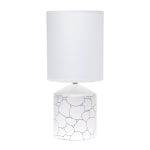 Simple Designs Fresh Prints Table Lamp, 18-1/2inH, White Shade/White With Blue Stone Pattern Base