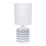 Simple Designs Fresh Prints Table Lamp, 18-1/2inH, White Shade/White With Gray Wave Pattern Base