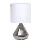 Simple Designs Solid Pyramid Table Lamp, 19-7/8inH, White Shade/Silver Base