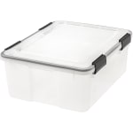 IRIS Weathertight Storage Container, 30 Quarts, 7 3/4in x 15 3/4in x 19 3/4in, Clear