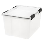 IRIS Weathertight Storage Container, 46 Quarts, 11 4/5in x 15 4/5in x 19 7/10in, Clear