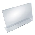 Azar Displays Acrylic Horizontal L-Shaped Sign Holders, 8-1/2inH x 14inW x 3inD, Clear, Pack Of 10 Holders