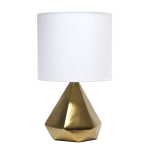 Simple Designs Solid Pyramid Table Lamp, 19-7/8inH, White Shade/Gold Base