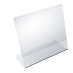 Azar Displays Acrylic Horizontal L-Shaped Sign Holders, 5inH x 6inW x 3inD, Clear, Pack Of 10 Holders