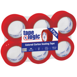 Tape Logic Carton-Sealing Tape, 3in Core, 2in x 110 Yd, Red, Pack Of 6