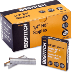 Bostitch PowerCrown Premium Staples - 210 Per Strip - 1/4in Leg - 1/2in Crown - Chisel Point - Silver - High Carbon Steel - 2.5in Height x 0.5in Width0.3in Length - 10000 / Box