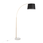 Lumisource March Floor Lamp, 74inH, Black Shade/White Marble/Antique Brass Base