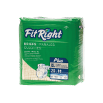 FitRight Plus Disposable Briefs, X-Large, 59 - 66in, Yellow, 20 Briefs Per Bag, Case Of 4 Bags