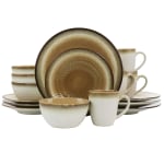 Gibson Elite Moonstruck 16-Piece Ceramic Dinnerware Set, Brown