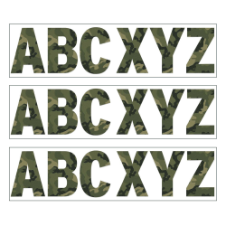 Eureka 7in Deco Letters, Classic Camo, 129 Letters Per Pack, Set Of 3 Packs